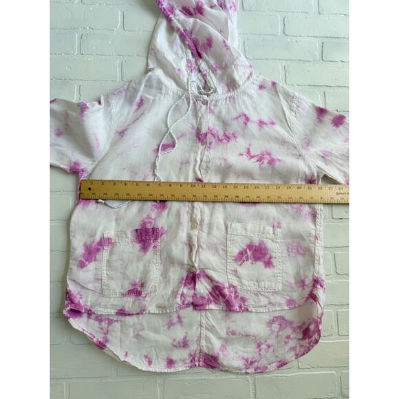 Rachel Zoe Women's 100% Linen Purple Tie Die Lightweight Jacket Beach Top sz L - Picture 4 of 6